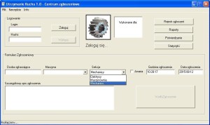 Okno główne programu - nadawanie zgłoszeń